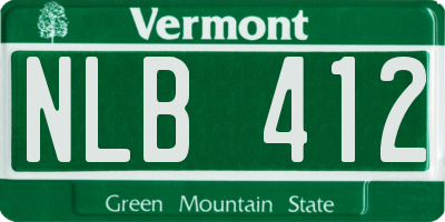 VT license plate NLB412