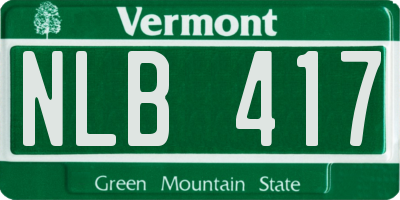 VT license plate NLB417
