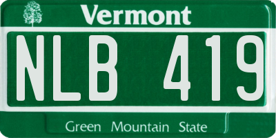 VT license plate NLB419