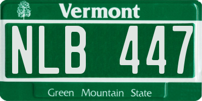 VT license plate NLB447