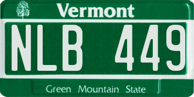 VT license plate NLB449
