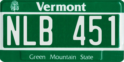 VT license plate NLB451