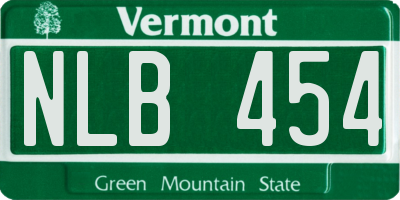 VT license plate NLB454