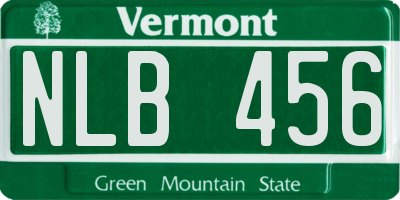 VT license plate NLB456