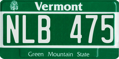 VT license plate NLB475