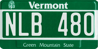VT license plate NLB480