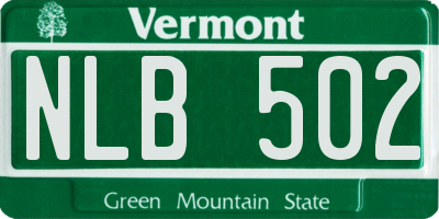 VT license plate NLB502
