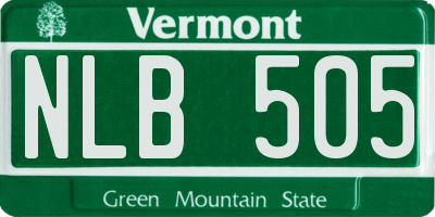 VT license plate NLB505