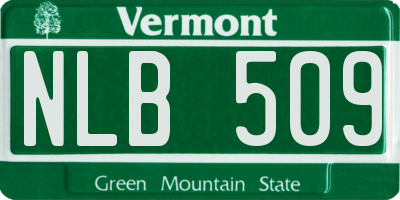 VT license plate NLB509