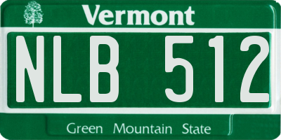 VT license plate NLB512
