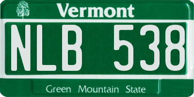 VT license plate NLB538