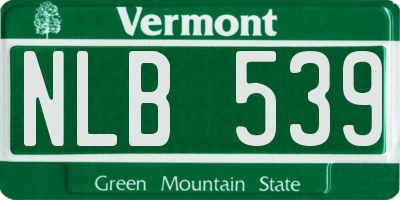 VT license plate NLB539