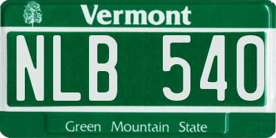 VT license plate NLB540