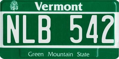 VT license plate NLB542