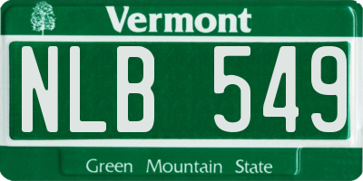 VT license plate NLB549
