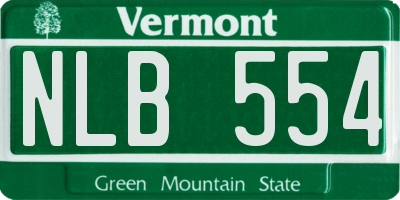 VT license plate NLB554