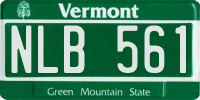 VT license plate NLB561