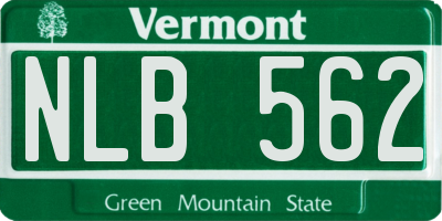 VT license plate NLB562
