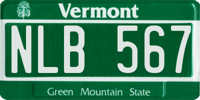 VT license plate NLB567