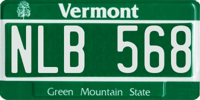 VT license plate NLB568