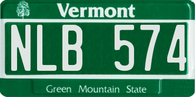 VT license plate NLB574