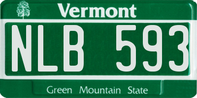 VT license plate NLB593