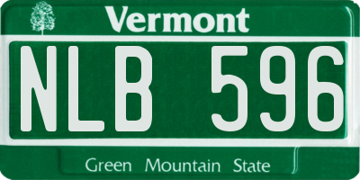 VT license plate NLB596