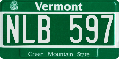 VT license plate NLB597