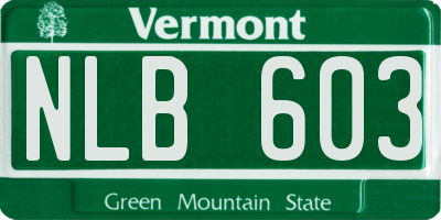 VT license plate NLB603