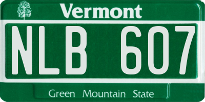VT license plate NLB607