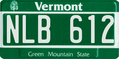 VT license plate NLB612