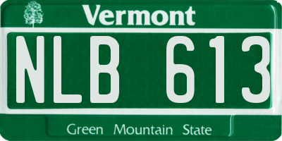 VT license plate NLB613