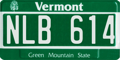 VT license plate NLB614