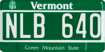 VT license plate NLB640
