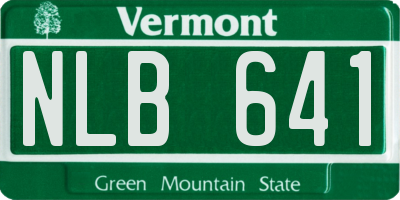 VT license plate NLB641