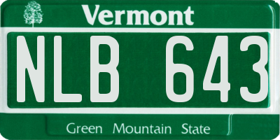 VT license plate NLB643