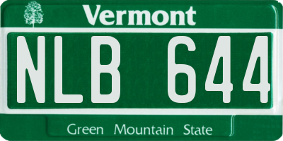 VT license plate NLB644