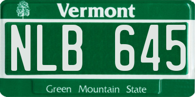 VT license plate NLB645