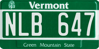VT license plate NLB647