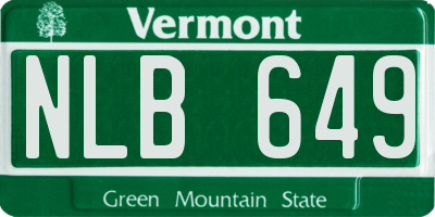 VT license plate NLB649