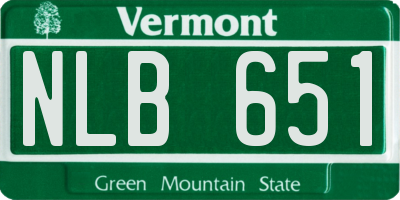 VT license plate NLB651