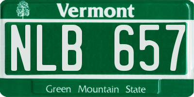 VT license plate NLB657