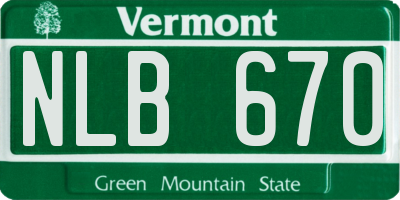VT license plate NLB670