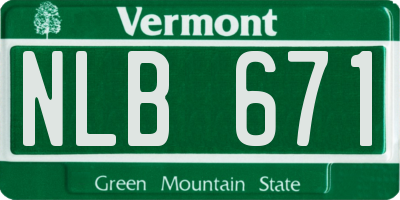 VT license plate NLB671