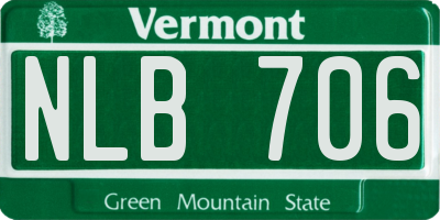 VT license plate NLB706