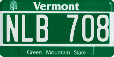 VT license plate NLB708