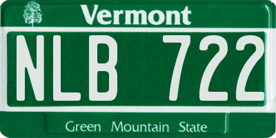 VT license plate NLB722