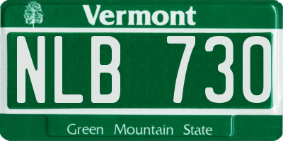 VT license plate NLB730