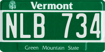 VT license plate NLB734
