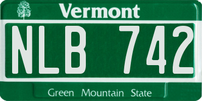 VT license plate NLB742